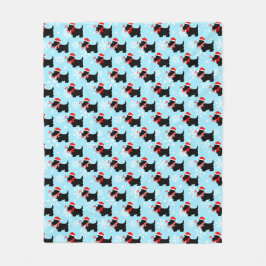 Manta Polar Patrón de perros Scottie de Navidad