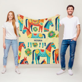 Manta Polar Patrón de Personalizado de acuarela de caballo de 