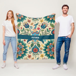 Manta Polar Patrón de Personalizado floral del festival de pav