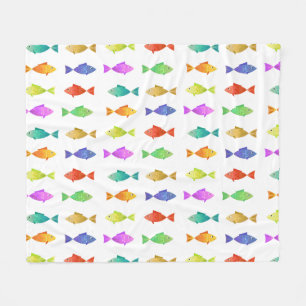 Manta Polar Patrón de pescado colorido lindo Fleece Blanket