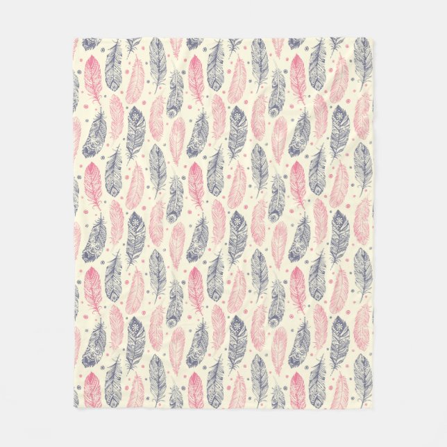 Manta Polar Patrón De Pescado Étnico Rosa Y Morado (Anverso)