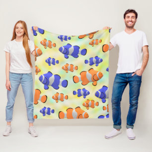 Manta Polar Patrón de pez dorado de Naranja azul suave
