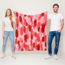 Manta Polar Patrón de pinceles de resumen rosado rojo