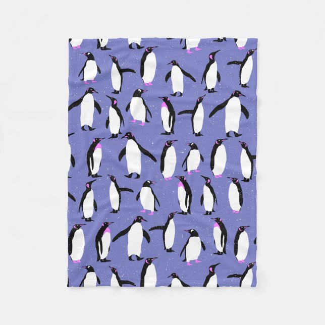 Manta Polar Patrón de pingüino de invierno (Anverso)