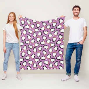 Manta Polar Patrón de pingüino morado lindo