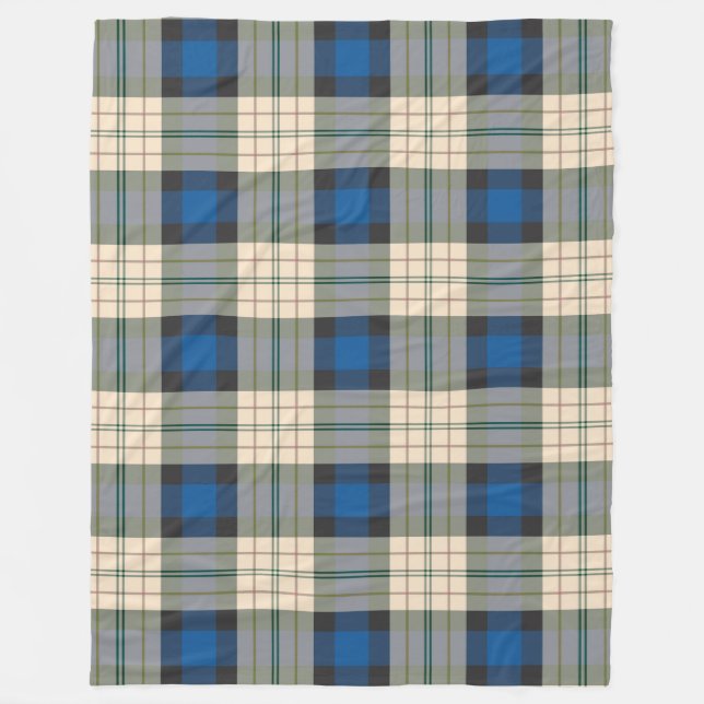 Manta Polar Patrón de plaids de Tartán - beige azul tradiciona (Anverso)