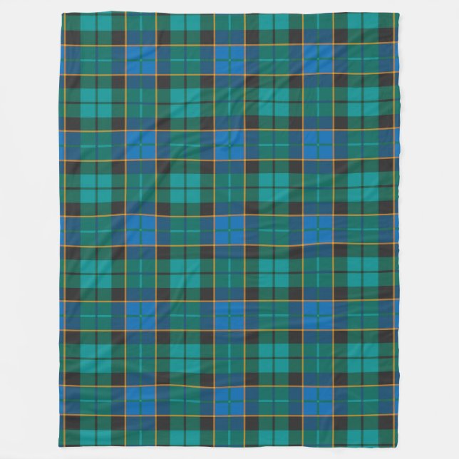 Manta Polar Patrón de plaids de Tartán - verde azul tradiciona (Anverso)