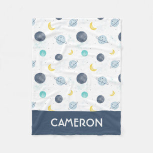 Manta Polar Patrón de plano de espacio azul acuarela