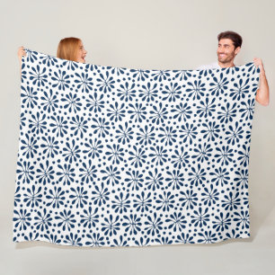 Manta Polar Patrón de planta estilizada 020818 - Azul marino #