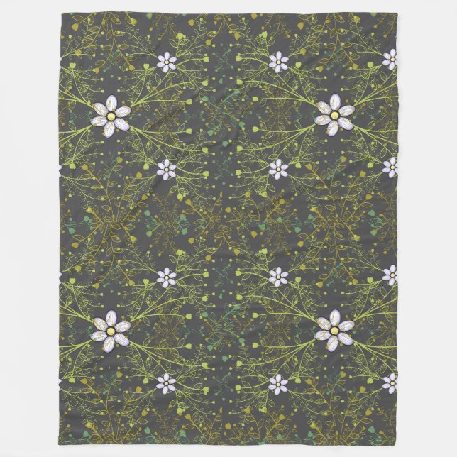 Manta Polar Patrón de plantas.10b DGrey BG (Anverso)