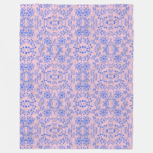 Manta Polar Patrón de plantas A08.b boho. BG rosa