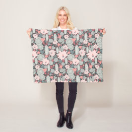 Manta Polar Patrón De Plantas Suculentas De Cactus En Tinta Y 