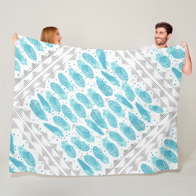 Manta Polar Patrón de pluma abstracta moderna en la habitación (In situ)