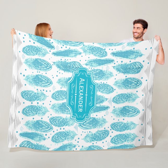 Manta Polar Patrón de pluma abstracta moderna en la habitación (In situ)