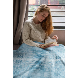 Manta Polar Patrón de plumas azul y blanco