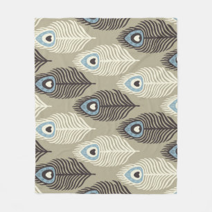 Manta Polar Patrón de plumas de pavo real, estilo vintage.