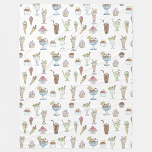 Manta Polar Patrón de postres de helados sundae