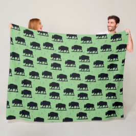 Manta Polar Patrón de pradera con silueta de bisonte de búfalo