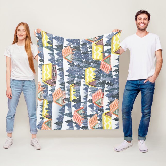 Manta Polar Patrón de pueblo de Navidades Snowley (In situ)