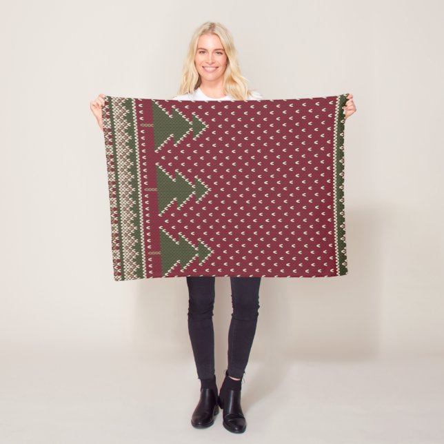 Manta Polar Patrón de punto con árboles de navidad (In situ)