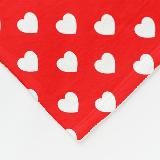 Manta Polar Patrón De Punto De Polka Del Corazón Rojo Y Blanco (Esquina)