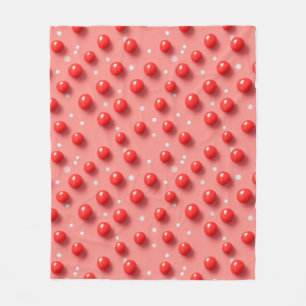Manta Polar Patrón de puntos de polka rojo y blanco 3D