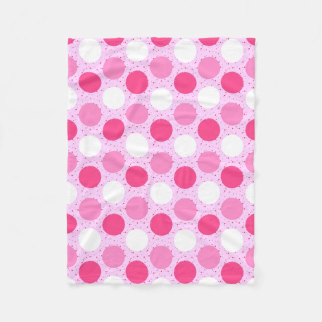 Manta Polar Patrón de puntos de polka rosa (Anverso)