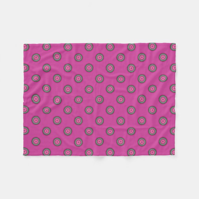Manta Polar Patrón de puntos de polka rosa caliente (Frente (Horizontal))