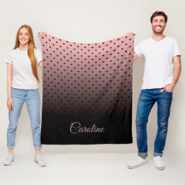Manta Polar Patrón de puntos negros y Rosas