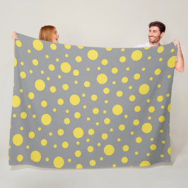 Manta Polar Patrón de puntos polacos Gris amarillo