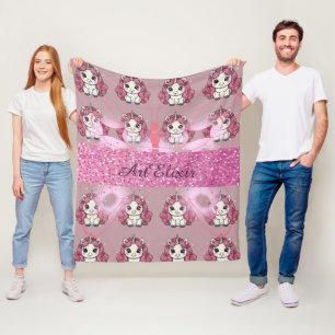 Manta Polar Patrón de Purpurina de unicornio