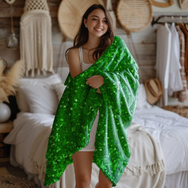 Manta Polar Patrón de purpurina falsa verde brillante