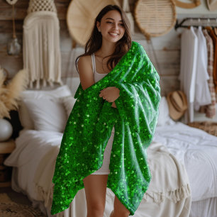 Manta Polar Patrón de purpurina falsa verde brillante