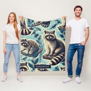 Manta Polar Patrón de Racoon Cuto