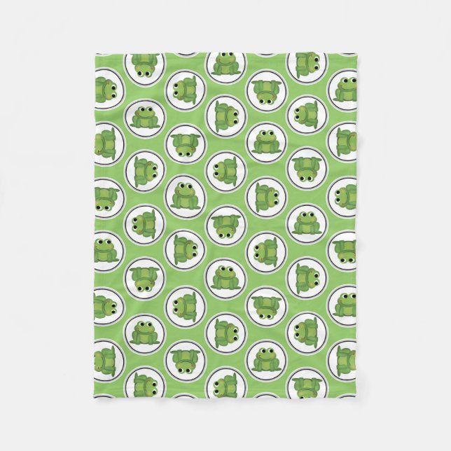 Manta Polar Patrón de rana adorable Apple Green Fleece Blanket (Anverso)