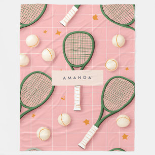 Manta Polar Patrón de raqueta de tenis retro personalizado mon