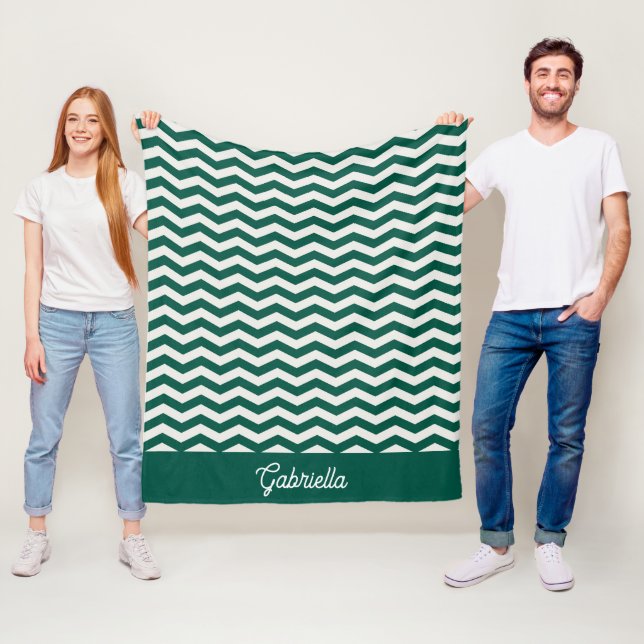 Manta Polar Patrón de raya zig zag Chevron verde turquesa (In situ)