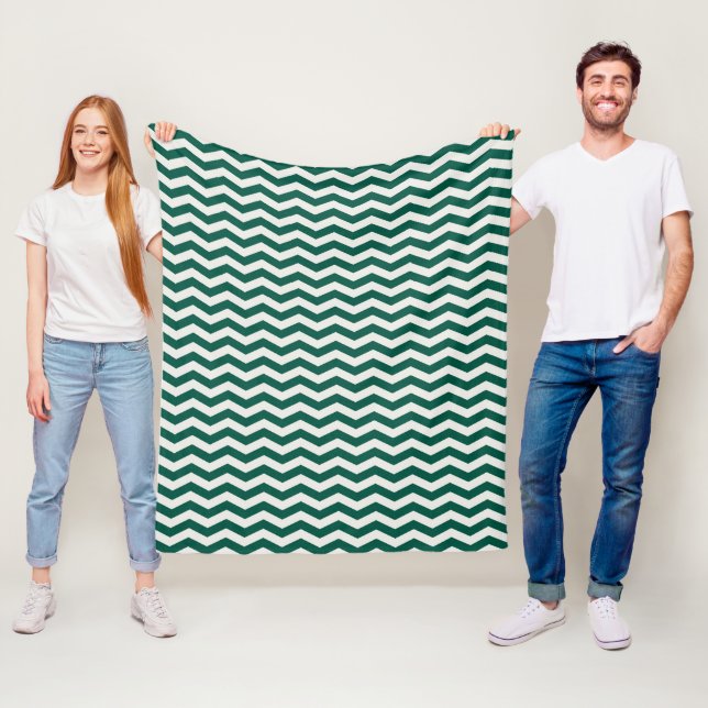 Manta Polar Patrón de raya zig zag Chevron Verde Turquesa (In situ)