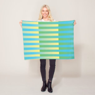 Manta Polar Patrón de rayas azul amarillo verde