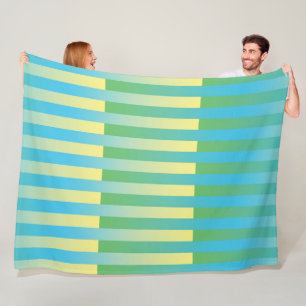 Manta Polar Patrón de rayas azul amarillo verde