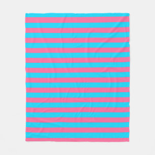 Manta Polar Patrón de rayas azules rosadas 