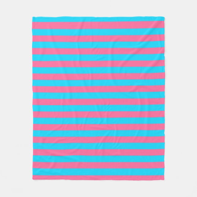 Manta Polar Patrón de rayas azules rosadas  (Anverso)