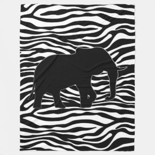 Manta Polar Patrón de rayas de cebra con elefante + tus ideas