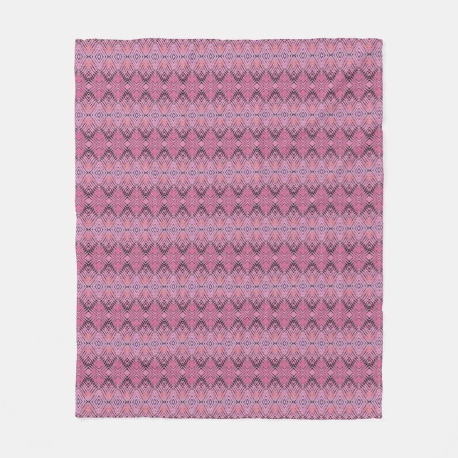 Manta Polar Patrón de rayas de diamante rosado y negro (Anverso)