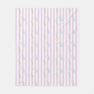 Manta Polar Patrón de rayas pastel rosa estético con flores