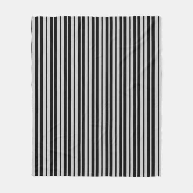Manta Polar Patrón de rayas verticales gris ceniza negro (Anverso)