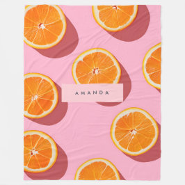 Manta Polar Patrón de rebanado Naranja personalizado monograma