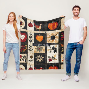 Manta Polar Patrón de reducción del arte popular de otoño   Bo