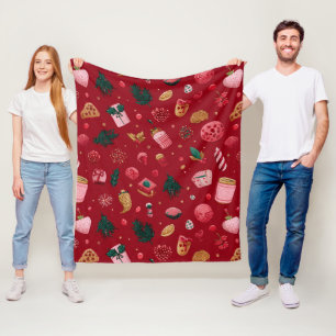 Manta Polar Patrón de regalos navideños de fresa festivos