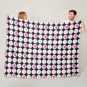Manta Polar Patrón de rejilla de corazón rosa y gris
